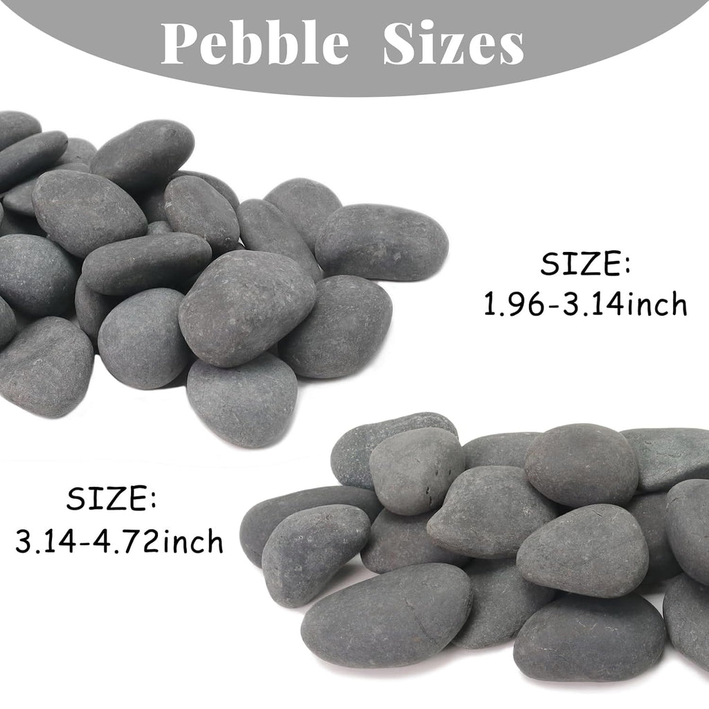 10LB Black Stones Pebbles River Rocks, Natural Beach Pebbles, 2-3" Garden Decorative Stones-2-3 Large Plant Rocks,Ideal for Aquarium, Home Decor