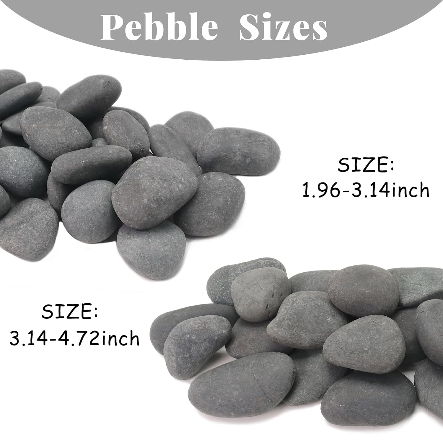 10LB Black Stones Pebbles River Rocks, Natural Beach Pebbles, 2-3" Garden Decorative Stones-2-3 Large Plant Rocks,Ideal for Aquarium, Home Decor