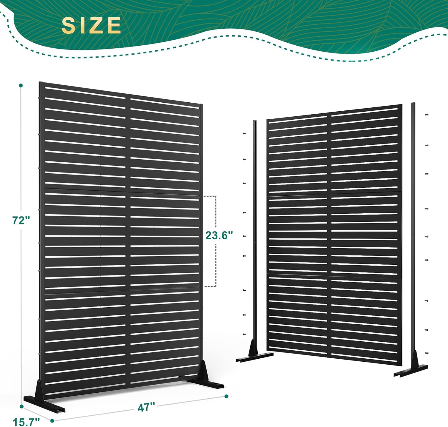 72" H×47" W Metal Privacy Screen Outdoor Privacy Screen Freestanding, Outdoor Privacy Screens and Panels for Patio Lawn Deck, Outdoor Privacy Panels Decorative Privacy Fence(Consists of 3 Panels)