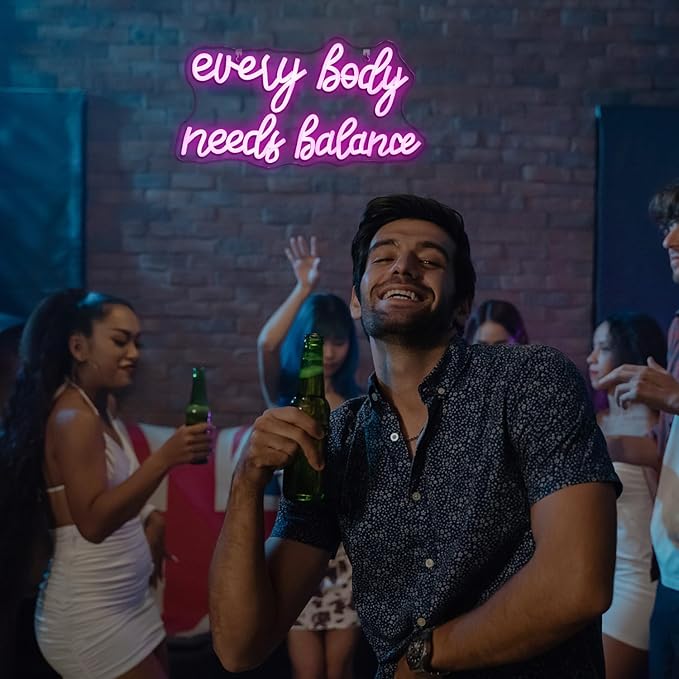 WLHOPE Every Body Needs Balance Neon Sign, Dimmable LED Neon Signs For Wall Decor,Connectivity Via USB Personalized Neon Signs,Spa Salon Led Light, Massage Neon Light, For Bedroom Living Room Decorate