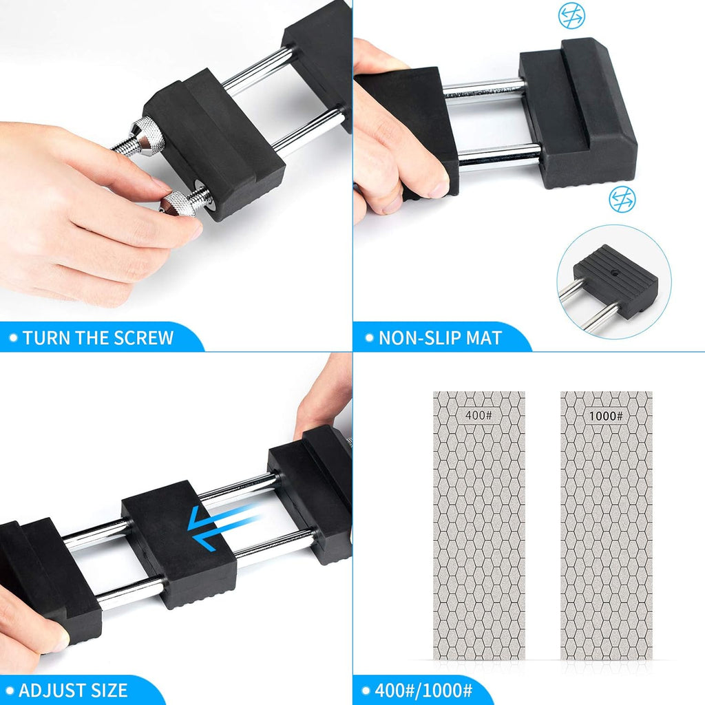 DMD Diamond Sharpening Stone Holder Set with Simple Adjustment Screws Holds the Stone Securely with Diomand Knife Sharpener Stones 丨 Durable Quality and Exquisite Design Blue