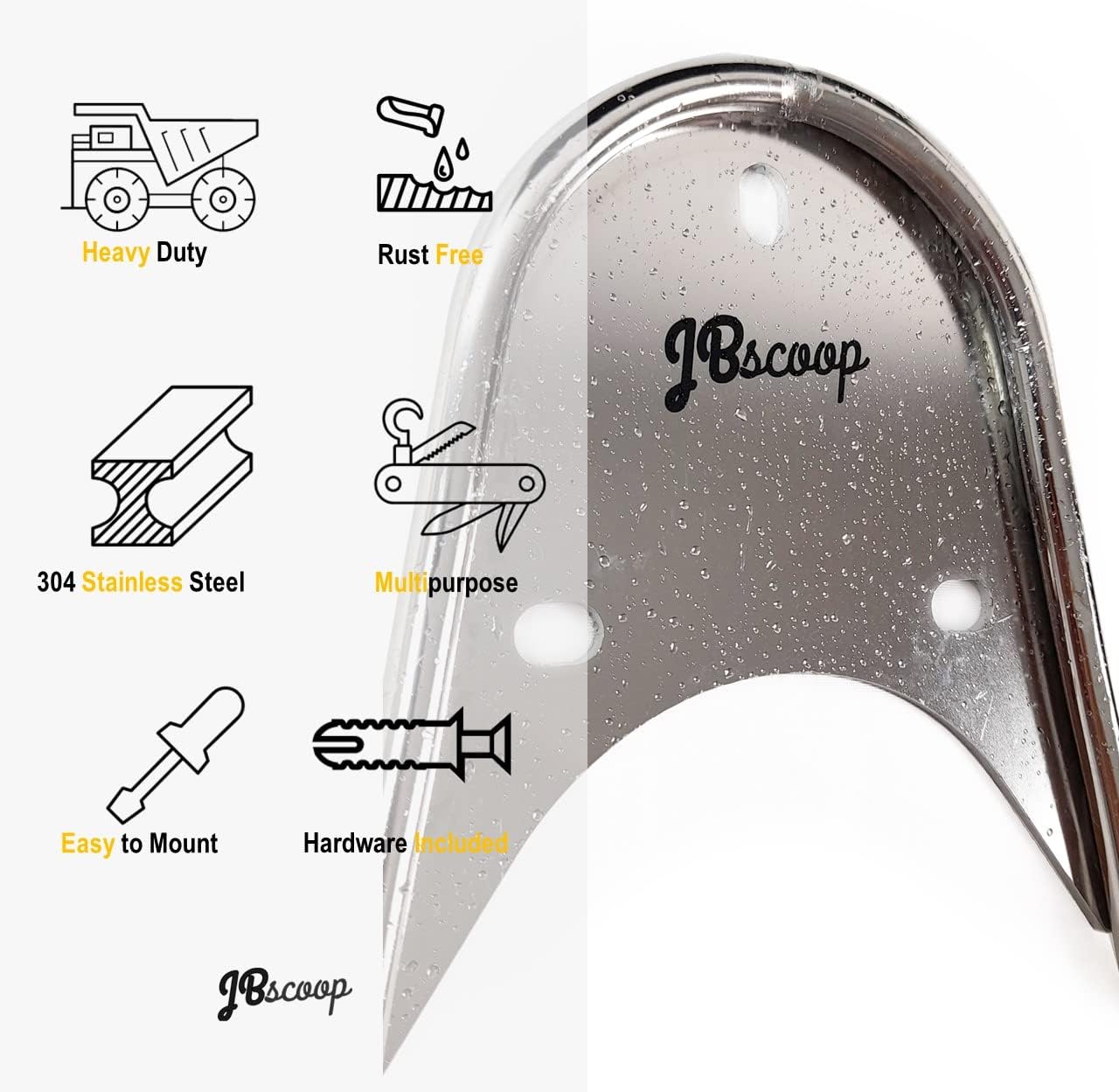 JBscoop Garden Hose Holder Stainless Steel Small Wall Mount Garden Hose Hook, Ideal for Water, Air, Hydraulic Hose, Ropes, Extension Cords Heavy Duty & Rust Proof (1)