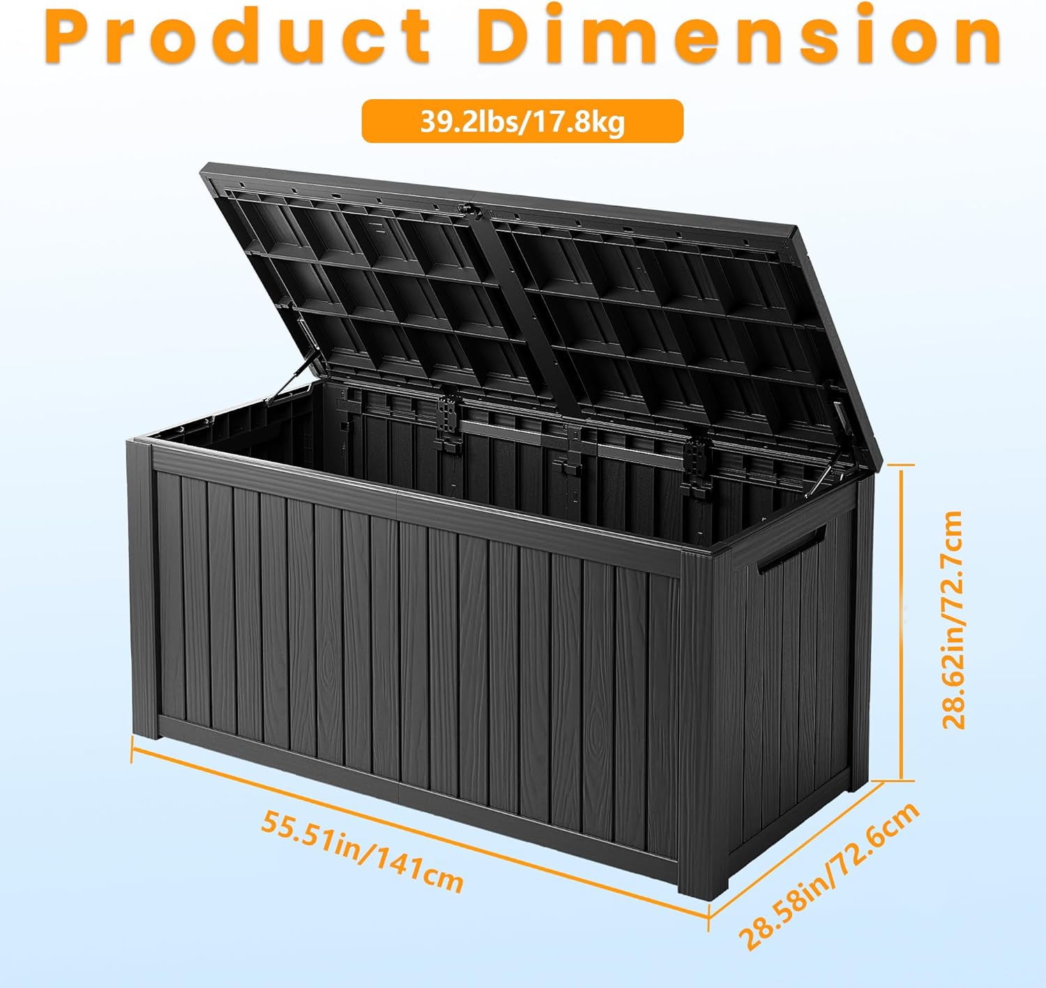 200 Gallon Lockable Resin Deck Box, Waterproof & UV-Resistant Outdoor Storage Box for Outdoor Cushion Storage, Garden Tools & Pool Accessories Storage, Black