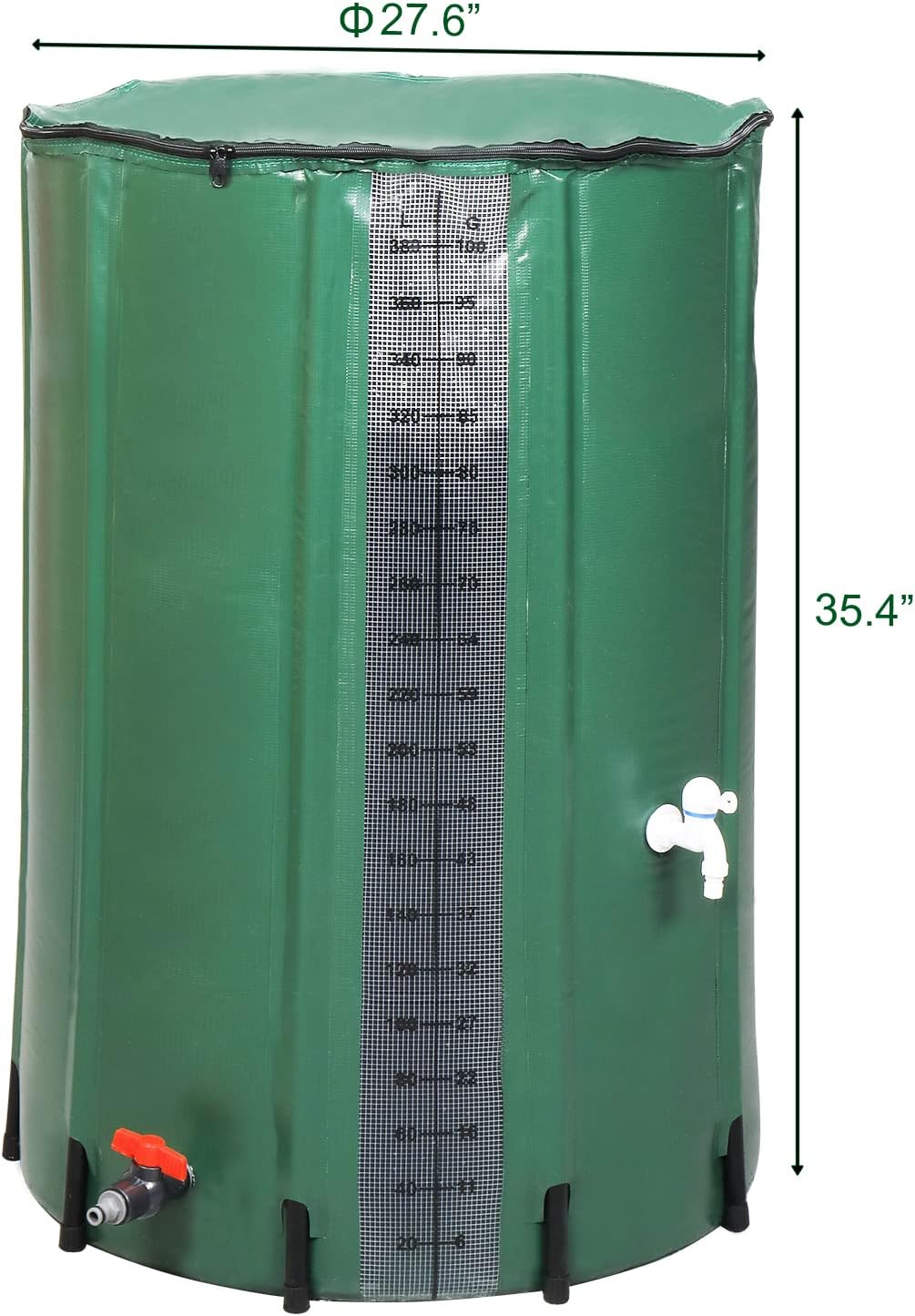100 Gallon Collapsible Rain Barrel, Rain Catcher Barrel, Portable Rainwater Collection System with Volume Scale Mark, Two Spigots and Overflow Kit, Rain Water Barrel Collector for Garden, Green