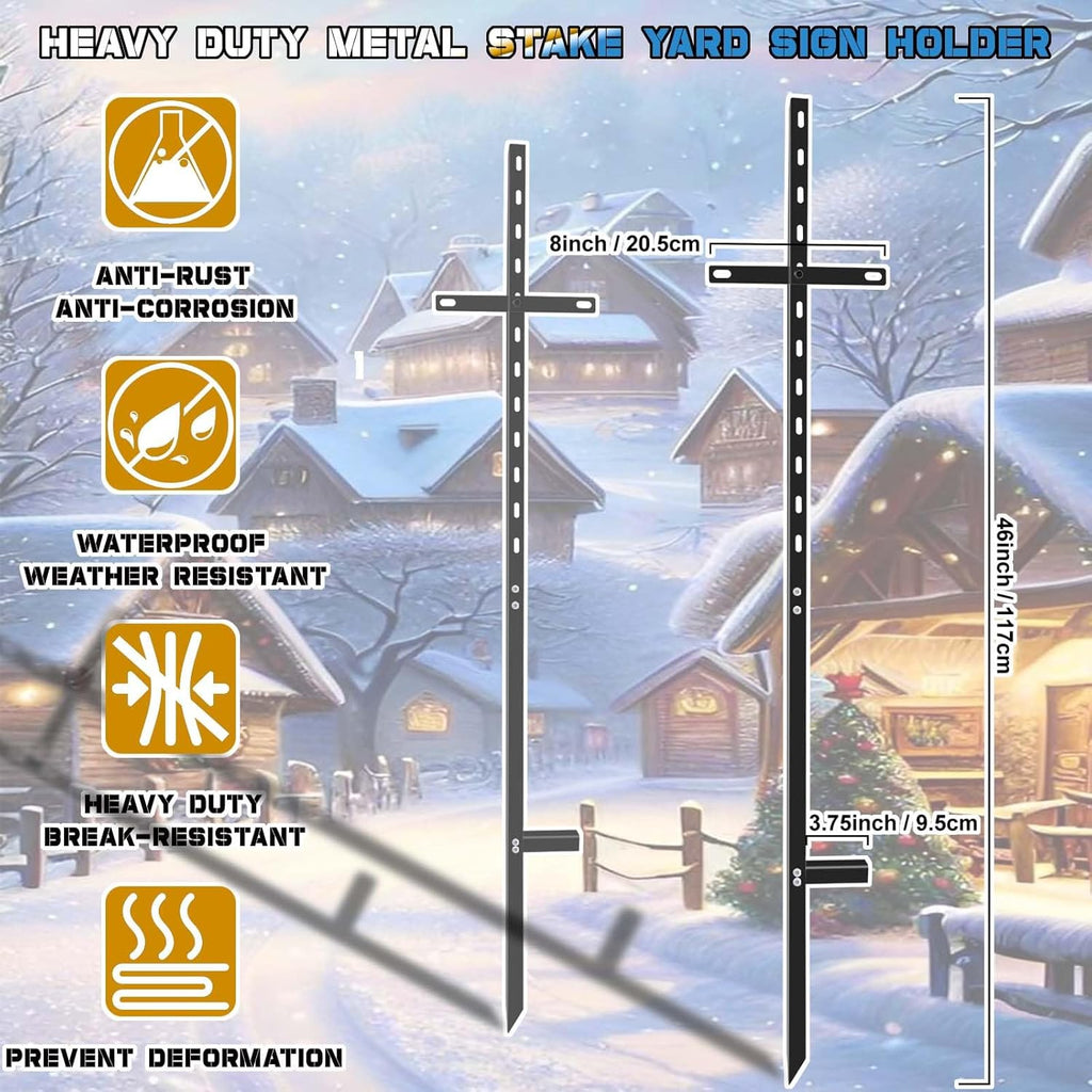 5 Pcs 46 inchens T-Bar Yard Sign Stakes Heavy Duty Metal Stake Yard Sign Holder/Black Steel Powder Coated Sign Posts for Outside/ 2mm Thickness Rust-Proof Outdoor Sign Holder for Outdoor Lawn Yard