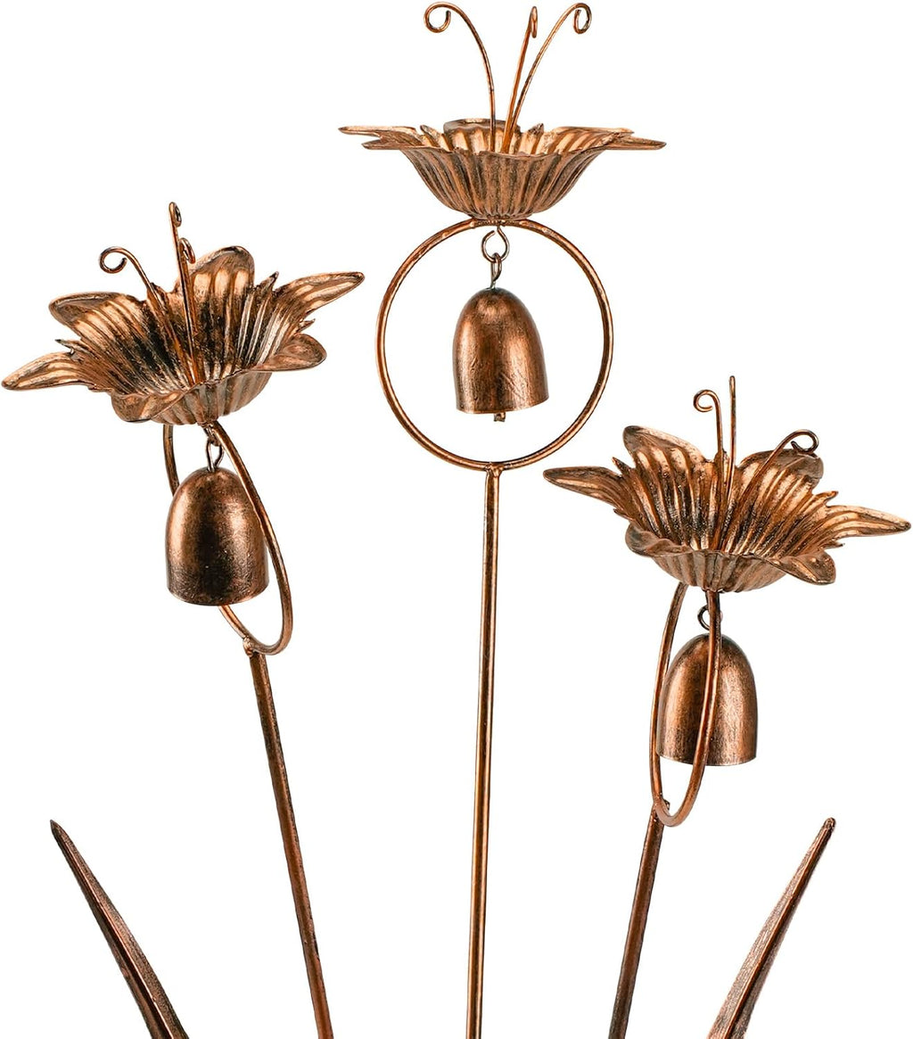 Metal Calla Lilies Flowers with Bells for Outside Yard Art Bronze Wind Chime