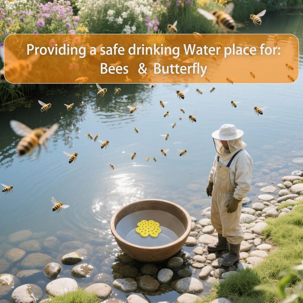 4 Pack Floating Bee Island, Bee Watering Station for Outdoor Garden, Butterfly Water Feeder and Garden Decor