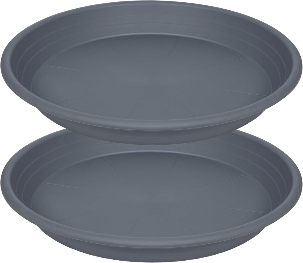 2 Pack of 19 inch Plant Saucer, Large Plant Tray, Heavy Sturdy Plant Drainage Tray for Indoors, Bird Bath Bowls, Sturdy 18 inch Plastic Pot Tray for Planter (Gray)