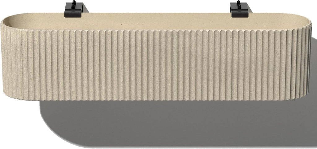 Veradek Demi Series Railing Planter - Hanging Planter Box for Windowsill/Balcony | Plastic-Stone Composite w/Railing Bracket | Modern Décor for Flowers