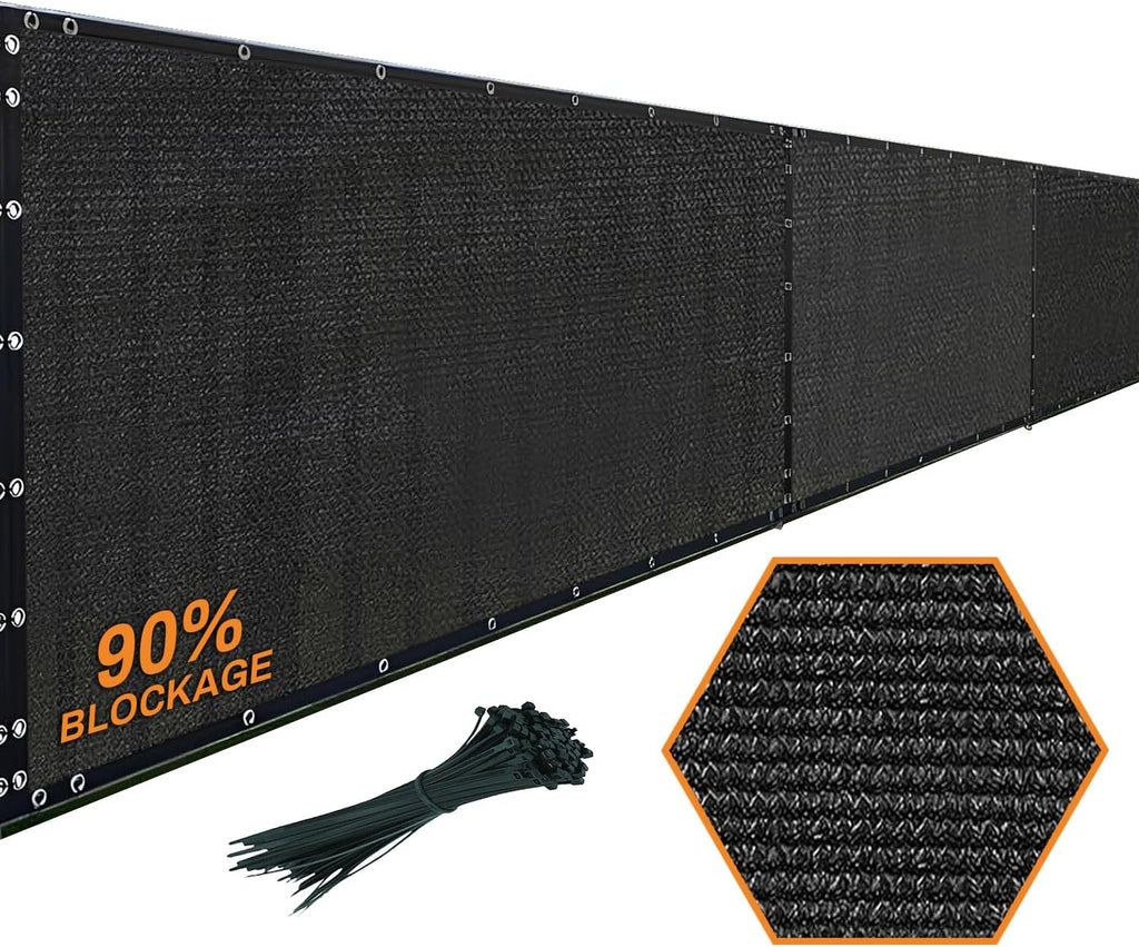 Xpose Safety Privacy Fence Screen 8’ x 50’ – Heavy Duty Black Mesh with 90% Visibility Block, UV Protection – Includes Cable Ties – for Garden, Yard, Nursery, Kennel, Dog Run, Greenhouse