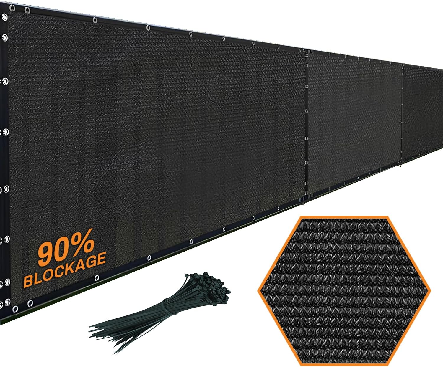 Xpose Safety Privacy Fence Screen 4’ x 50’ – Heavy Duty Black Mesh with 90% Visibility Block, UV Protection – Includes Cable Ties – for Garden, Yard, Nursery, Kennel, Dog Run, Greenhouse