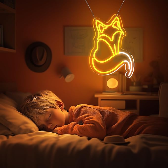 Fox Neon Signs, Fox LED Light for Wall Decor, Dimmable Neon Fox Sign Animal Sign for Fox Lovers Bedroom Living Room Bar Club Art Decor Gifts(14.2 x 9.4 inches) ﻿