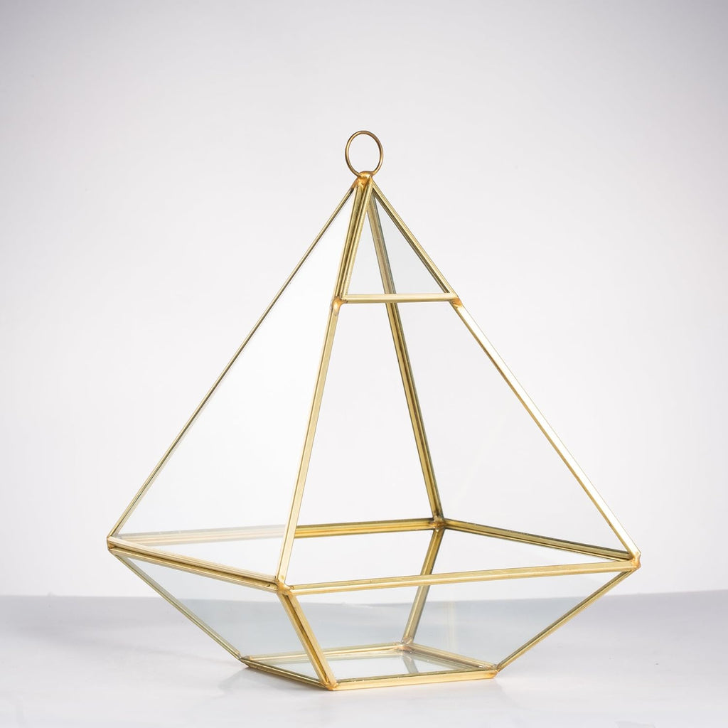 NCYP Geometric Glass Terrarium for Succulent, Air Plants - 5.9x5.9x7.87 Inches - Wall Hanging Glass Planter Pot, Home Garden Tabletop Decoration, Gold (Terrarium Only)