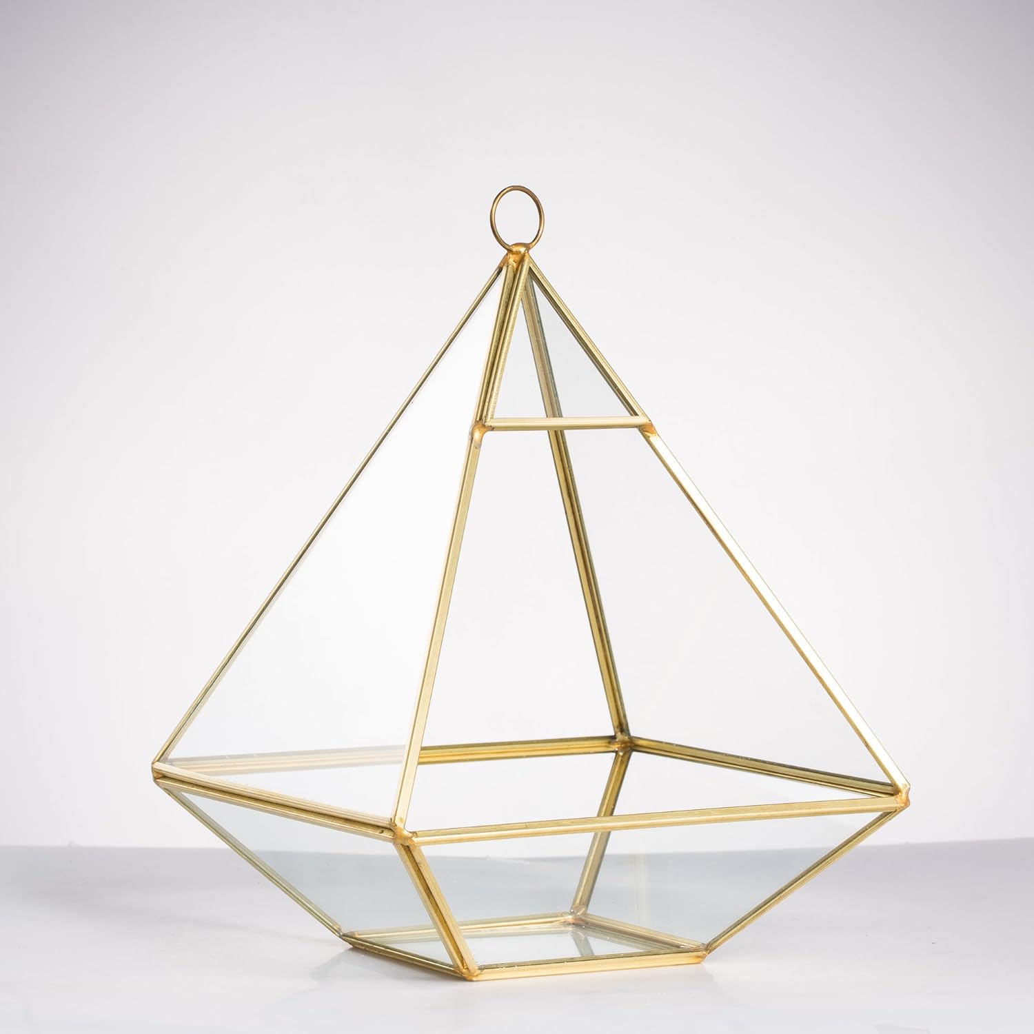 NCYP Geometric Glass Terrarium for Succulent, Air Plants - 5.9x5.9x7.87 Inches - Wall Hanging Glass Planter Pot, Home Garden Tabletop Decoration, Gold (Terrarium Only)