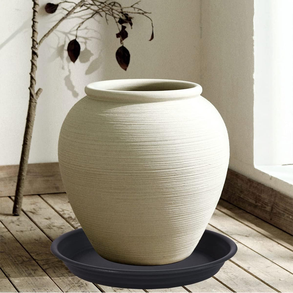 4 Pack of 18 19 inch Plant Saucer Drip Tray, Large Deep Plastic Flower Planter Saucers and Drip Trays for Indoors Outdoors, Bath Baths Bowls, Heavy Durable Plant Plate Water Catcher (18", Black)