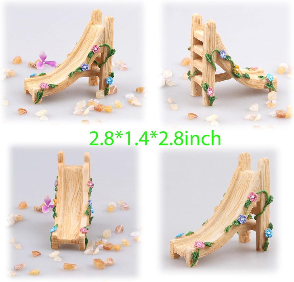 Miniature Fairy Garden Accessories, Resin Craft Flower Slide Figurine, 2.8 * 1.4 * 2.8 inches, Decorative Landscape Ornament
