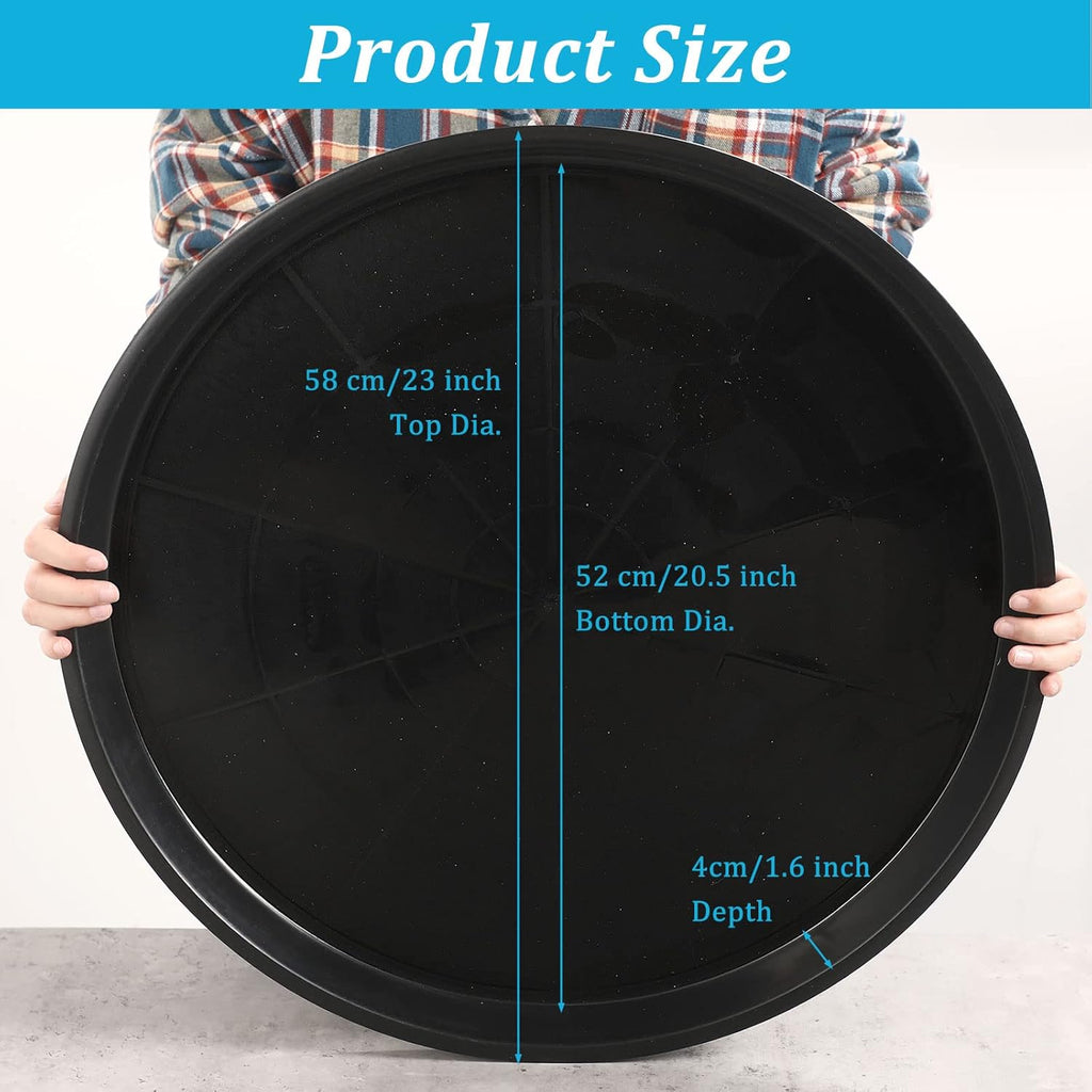 Eccliy 6 Pack Plastic Plant Saucer Heavy Duty Planter Saucers Large Plant Pot Saucers Plastic Water Trays for Indoors and Outdoors Flower Plant Plant Drip (Black,23 Inch)