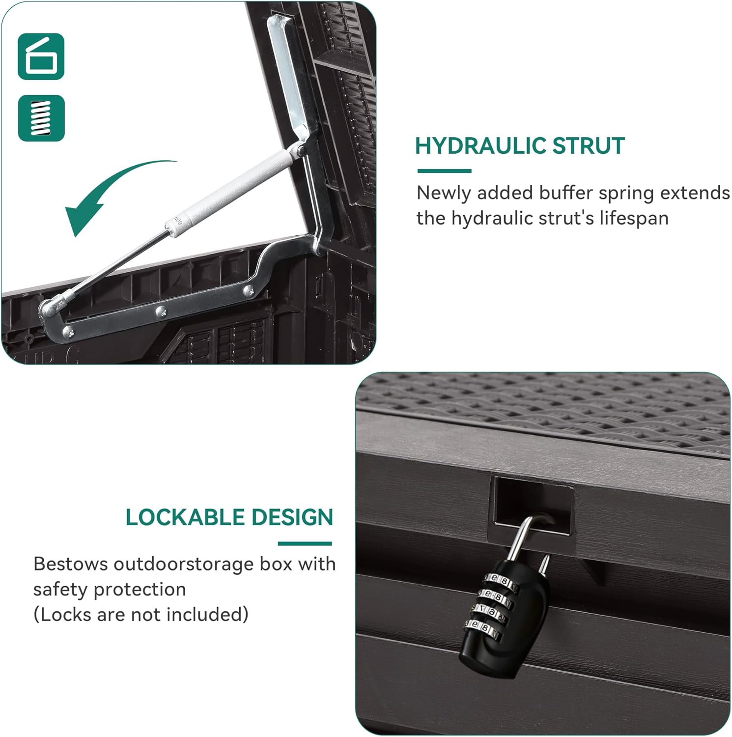 YITAHOME 100 Gallon Large Resin Deck Box Outdoor Storage Boxes for Patio Furniture, Outdoor Cushions, Garden Tools and Pool Supplies-Waterproof,Lockable (Dark Brown)