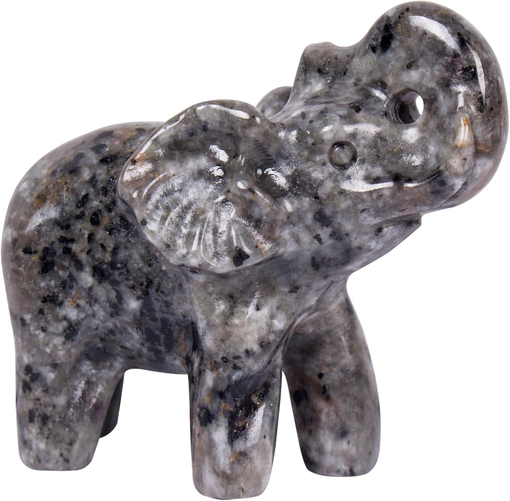 2 Inch Yooperlite Crystal Elephant Sculpture Handcrafted Healing Stone Animal Figurine Spiritual Home Decor Lucky Charm Gift for Wealth Success Positive Energy and Meditation Lovers