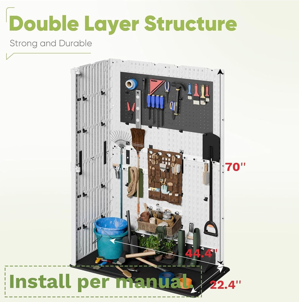 Devoko 50 Cu Ft Outdoor Storage Cabinet - Waterproof Vertical Shed for Patio, Garden & Deck, Heavy-Duty Tool Storage Box for Cushions, Accessories & Equipment, Durable & Weather-Resistant (White)