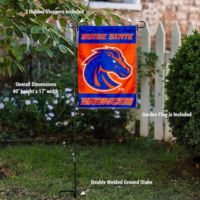 College Flags & Banners Co. Boise State Broncos Garden Flag with Pole Stand Holder