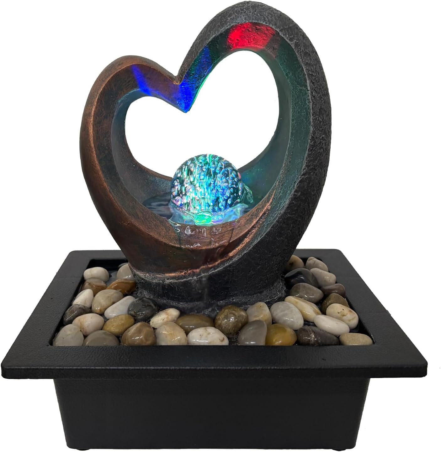 Spinning Orb Rock Cascading Tabletop Fountain, Zen Meditation Indoor Waterfall Feature with ON/Off Switch, Waterfall Fountain with LED Light for Home Office Bedroom