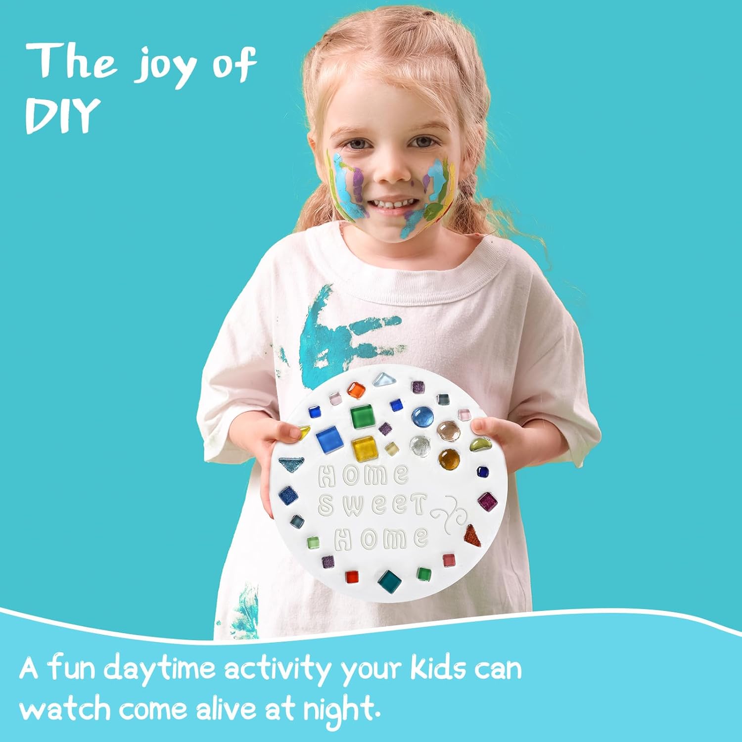 5 Pcs 3 Size Stepping Stone Kit for DIY Outdoor Garden Stepping Stone Includes Cement Molds Mosaic Tiles and Concrete Letter Stamps No Concrete Mix(Black)