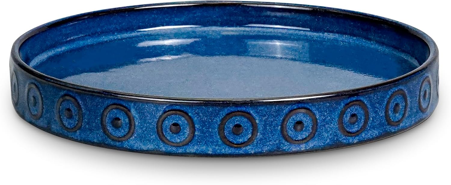 Plant Saucer 9.3 Inch - Ceramic Plant Saucer for Indoors Outdoors Plant Water Catcher Tray Plant Drainage Tray Decorative Flower Pot Saucer Plant Plates Blue