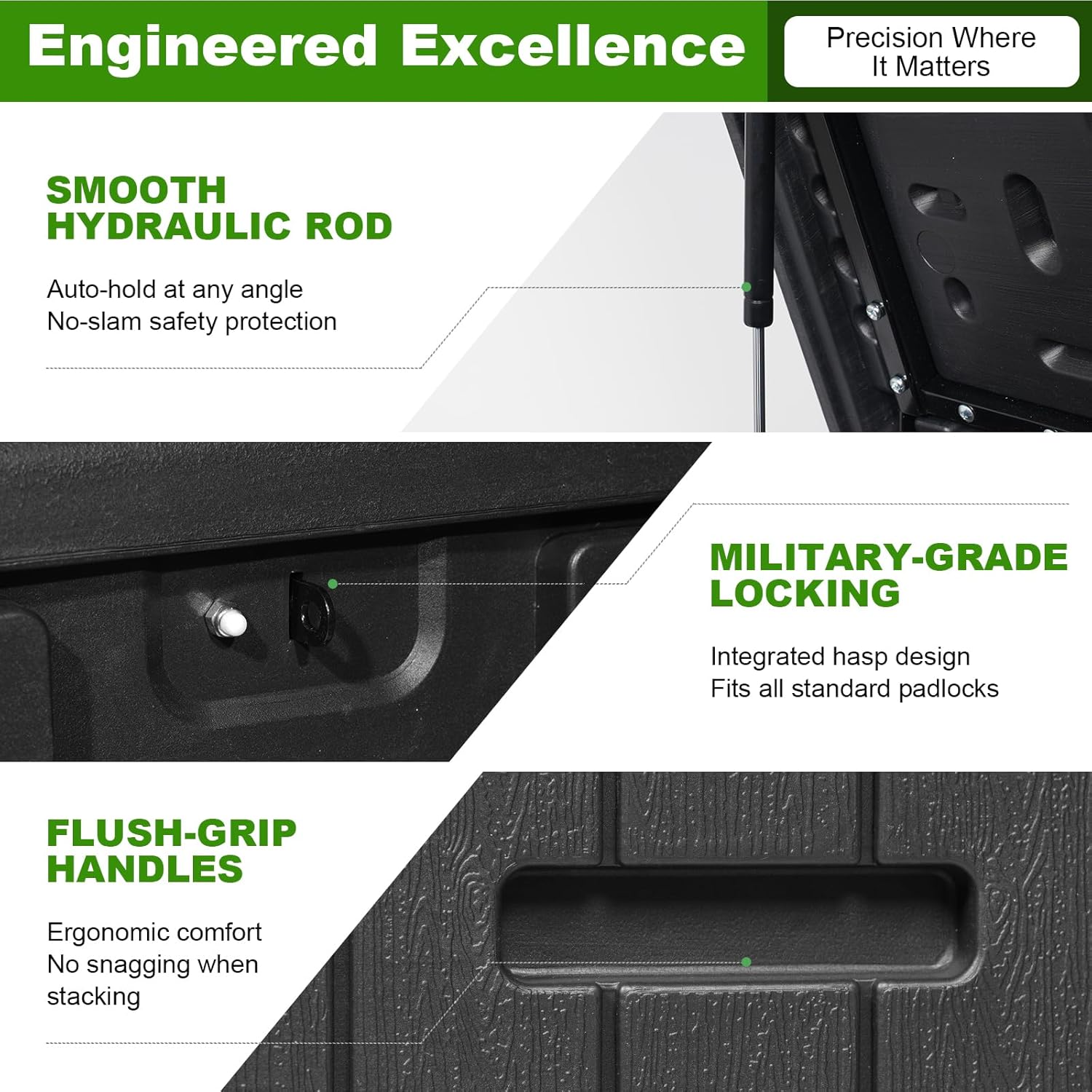 260 Gallon Outdoor Storage Box Waterproof, Extra Large Plastic Outside Deck Box Weatherproof, Resin Outdoor Cushion Storage Container with Lock and Lids for Cushion and Pool Equipment, Black