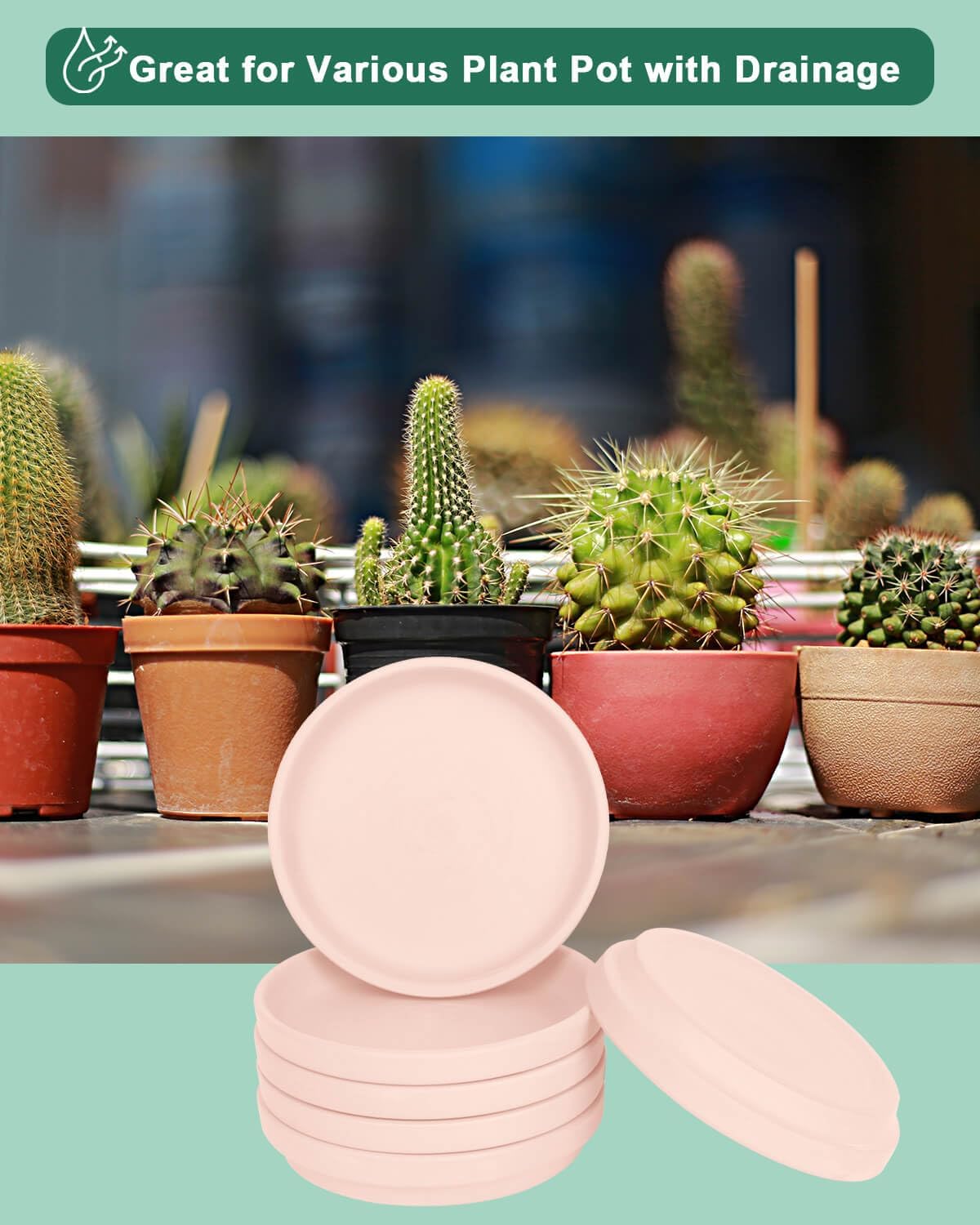 vensovo 6 Inch Pink Terracotta Plant Saucer Pots Tray - 6 Pcs Round Planter Saucers for Indoor & Outdoor Plants, Small Clay Trays Perfect for 5 Inch 5.5 Inch 6 Inch Flower Pot