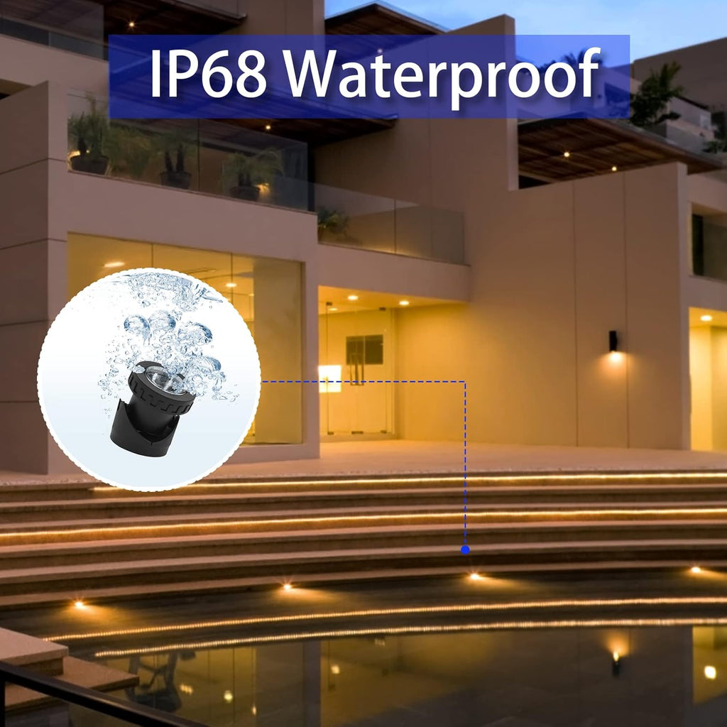 Warm White Pond Lights, Underwater Landscape Spotlights, IP68 Waterproof Submersible Fountain Lights for Garden Yard Aquarium Pond Fountain Waterfall (4 Lights)
