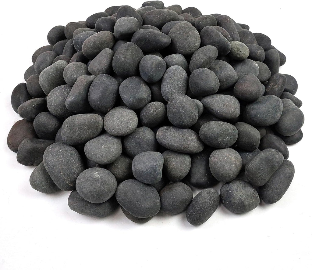 10 lbs Black River Rocks, 1-2 Inch Black Stones Pebbles for Plants, Landscaping, Garden, Aquarium, Backyard and Indoor Water Fountains