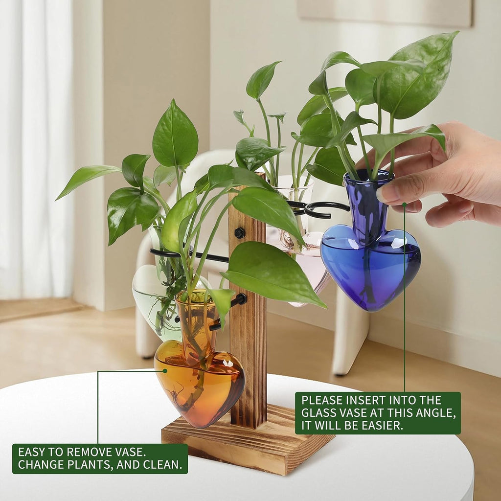 Plants Propagation Stations Plant Terrarium Kit Glass Planters for Indoor Plants House Plant Accessories Gift for Women - 4 Love Bulb Vase