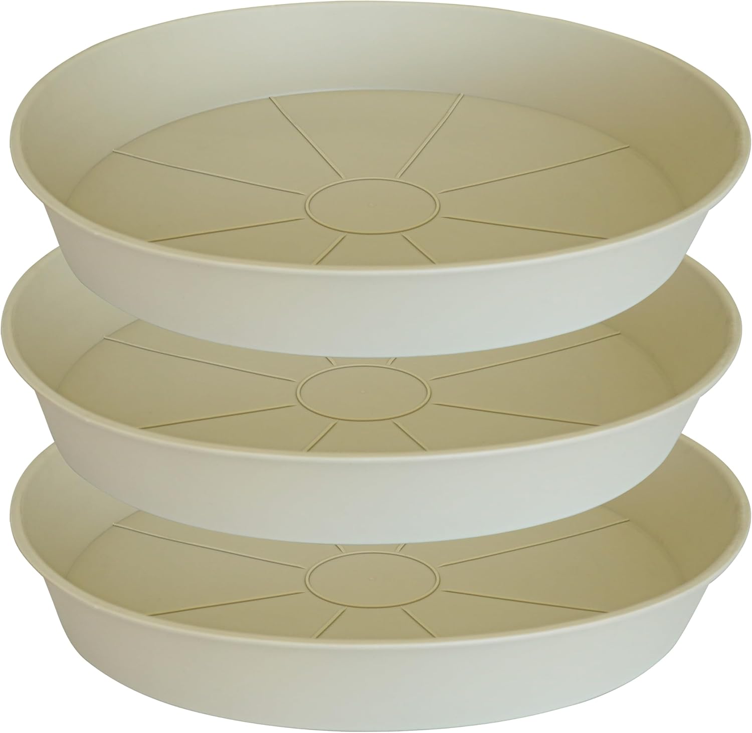 3 Pack of 20 22 inch Plant Saucer (19.2 Inch Base), 3.6" Depth Tray, Large Deep Garden Plastic Flower Planter Plant Trays for Indoors Outdoor Bath Bath (22", Beige)