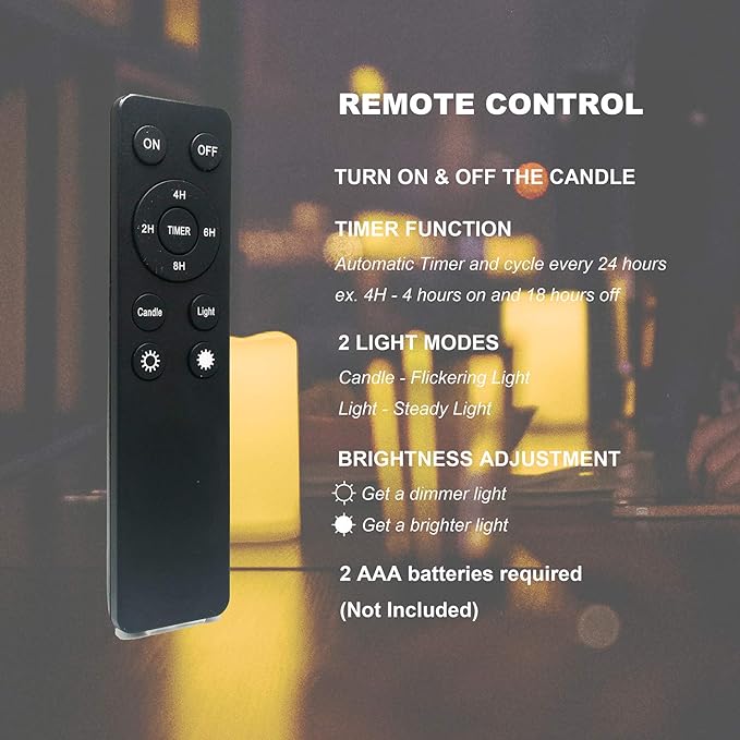 Waterproof Outdoor Flameless Candles with Remote, Set of 2, Large 4” x 6” Battery Operated Electric LED Pillar Candle Set for Home Décor Party Wedding Supplies Garden Christmas Decoration Gift