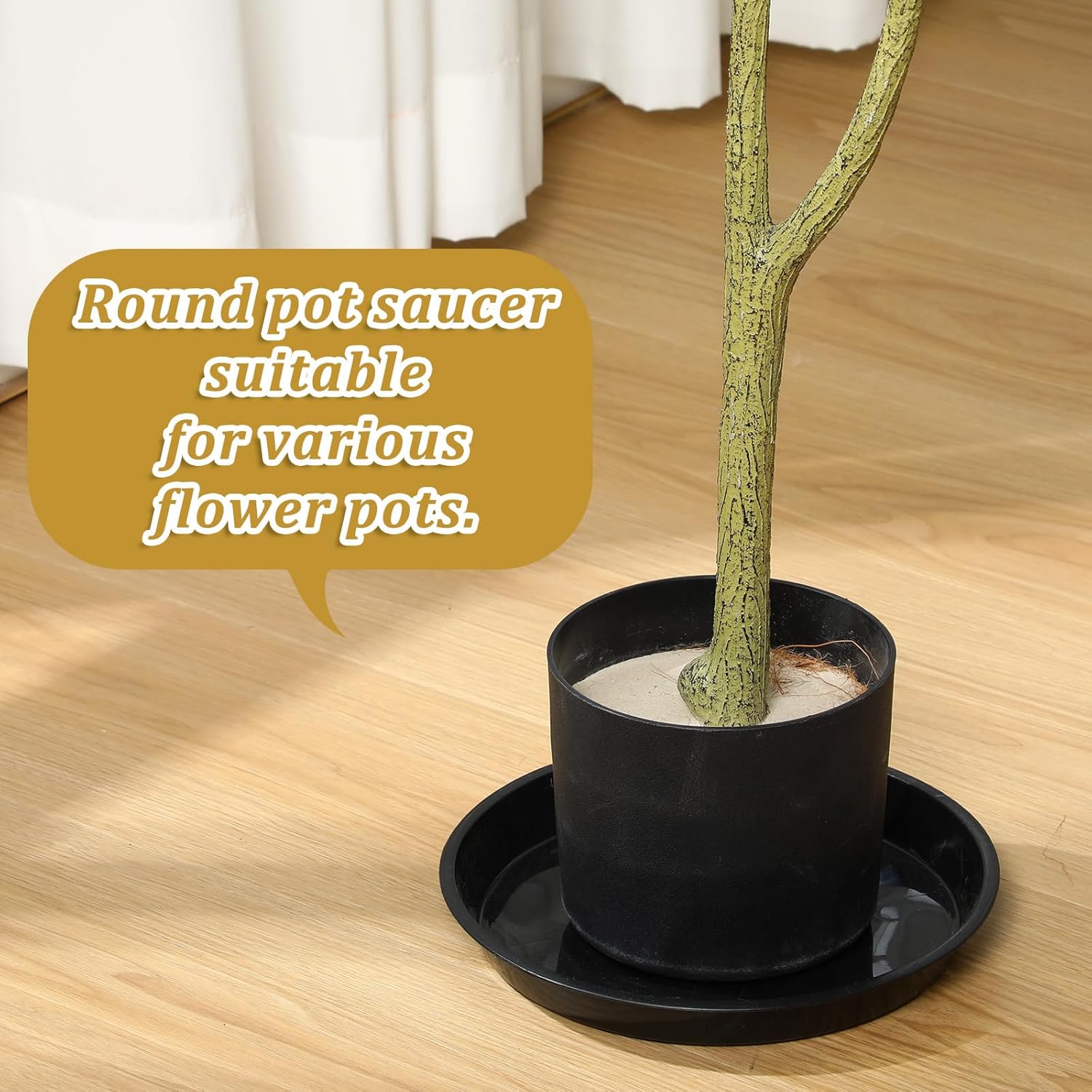 Eccliy 6 Pack Plastic Plant Saucer Heavy Duty Planter Saucers Large Plant Pot Plastic Water Trays for Indoors and Outdoors Flower Drip(10 Inch,Black)