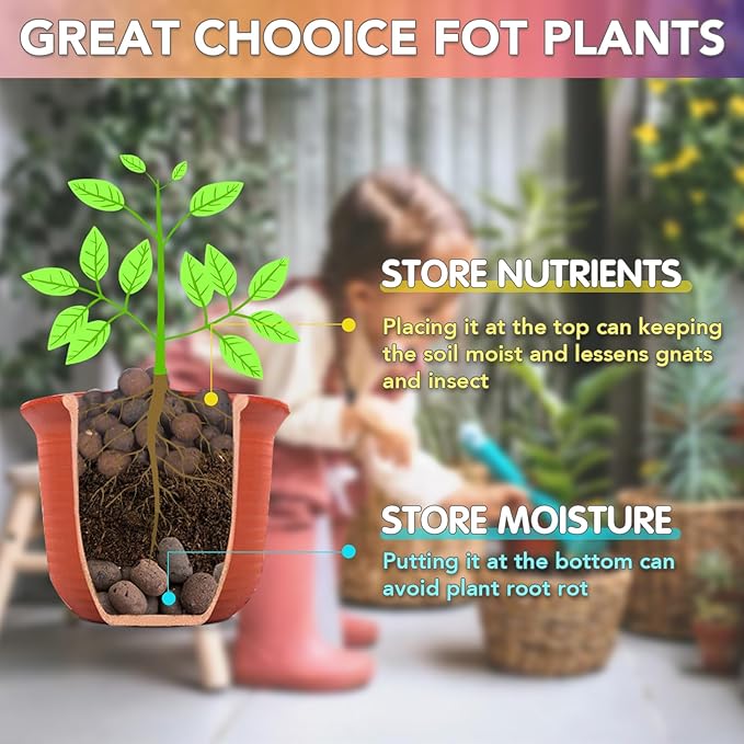 10 LBS Organic Clay Pebbles 4mm-16mm Leca for Plants 100% Natural Hydroton Clay Pebbles for Hydroponic Growing Gardening Orchids Drainage Decoration Aquaponics