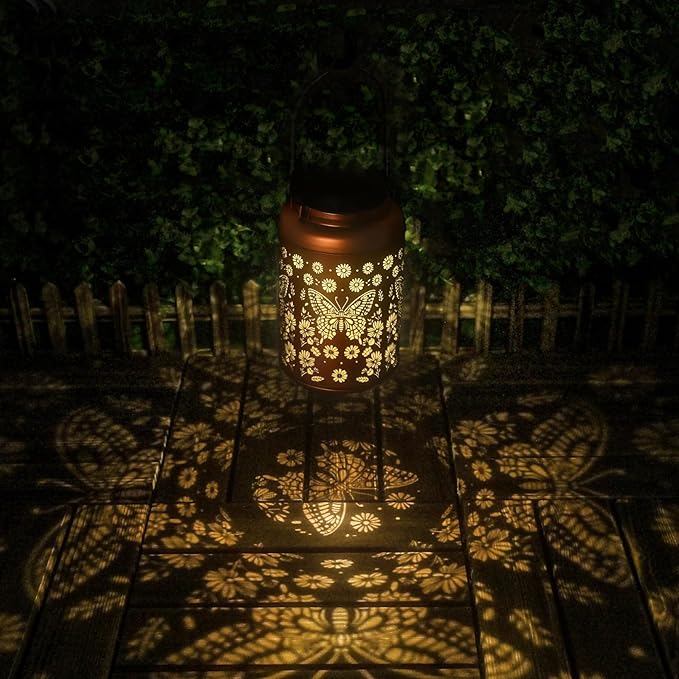 Butterfly Solar Lanterns Outdoor Waterproof - Hanging Butterflies Solar Lights Garden Decor for Outside, Birthday Gifts for Women, Mom, Mothers Day Gifts, Outdoor Decor for Patio, Yard