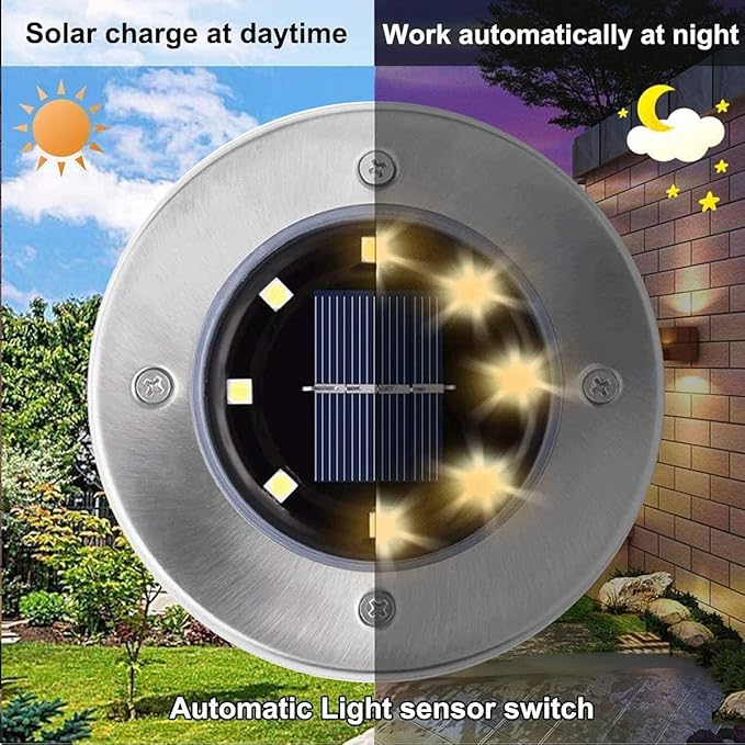 Solar Ground Lights, Waterproof Solar Garden Lights, Upgraded Outdoor Garden Waterproof Bright in-Ground Lights, Landscape Lights for Pathway,Yard,Deck,Lawn,Patio,Walkway (16 Pack Warm Light)