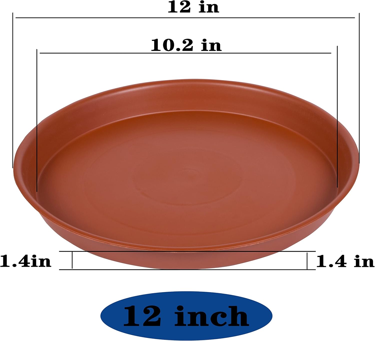4 Pack of 12 inch Plant Saucer, Heavy Duty Plastic Bird Bath Bowl 12 inch, Plant Tray for Pots, Flower Plant Saucers for Indoors, Plant Trays for Planter 11"/12" (12 inch, Terracotta)