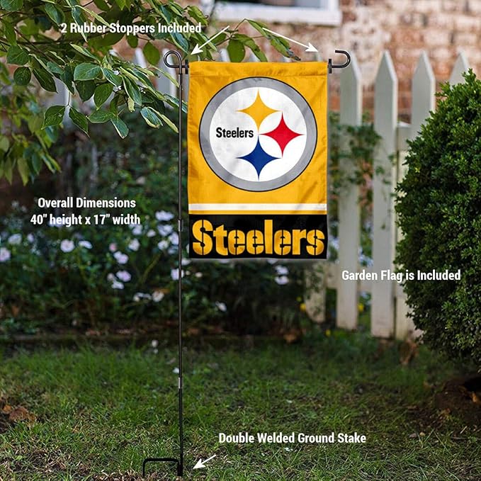 WinCraft Pittsburgh Steelers Gold Garden Flag with Stand Holder
