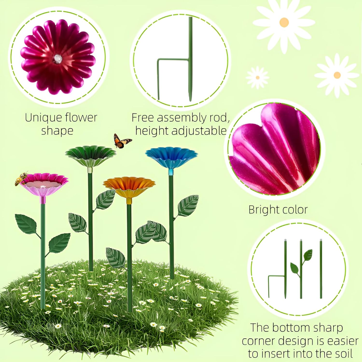 4 Pack Bee Watering Station Butterfly Water Feeder Cup with Flower Design Bee Bath Bowl Bird Bee Watering Cups for Outdoor Yard Garden Decor