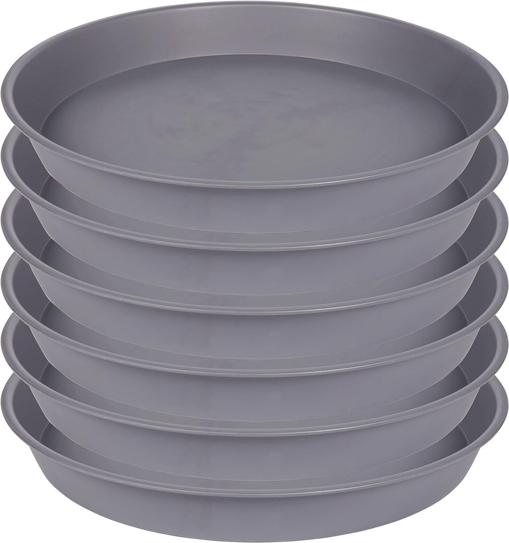6 Pack of 12 inch Plant Saucer Gray, Heavy Duty Plastic Plant Saucer 12 inch Round, Durable Plant Tray for Pots, Flower Saucers for Indoors, Plant Trays for Planter 11"/12" (12", Cement Gray)