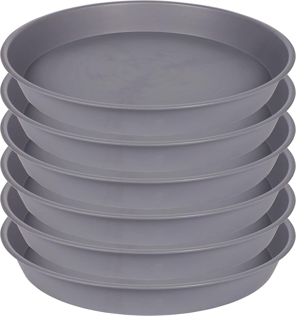 6 Pack of 7 8 inch Plant Saucer, Heavy Duty Plastic Plant Water Tray 8 inch Round, Flower Plant Saucers for Indoors No Holes, Plant Dishes Saucer for Planter 7"/8" (8", Cement Gray)