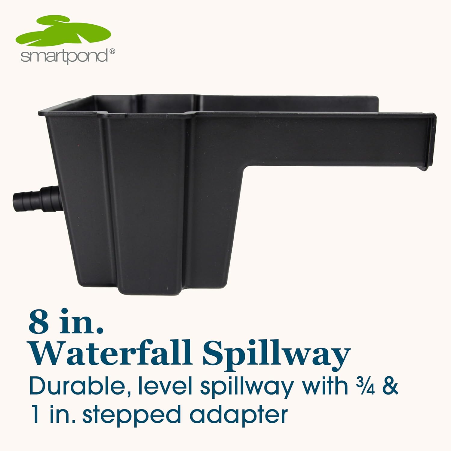 smartpond Waterfall Spillway, 8 inch Wide Weir, Waterfall Box, Smooth Flow, Durable Construction, Easy to Install, Great for Waterfalls, Pondless Water Features and Streams