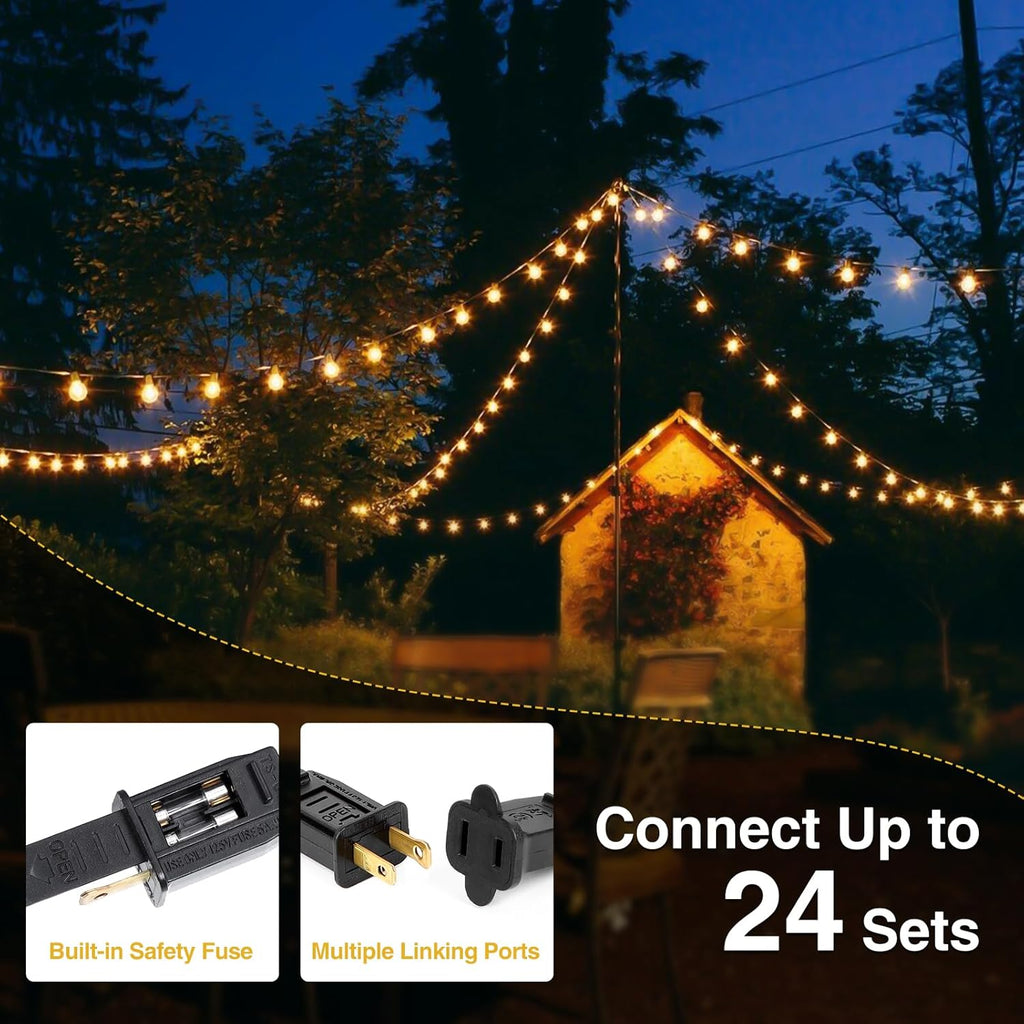 ZJOJO 200FT Outdoor String Lights, G40 Globe Outdoor Lights with 100 Shatterproof LED Bulbs (6 Spare), 2700K Hanging Waterproof Patio Light, Connectable String Lights for Outside Backyard Porch Party