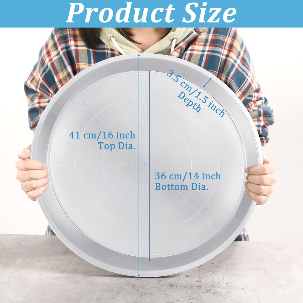 Eccliy 6 Pack Plastic Plant Saucer Heavy Duty Planter Saucers Large Plant Pot Saucers Plastic Water Trays for Indoors and Outdoors Flower Plant Plant Drip (White,16 Inch)