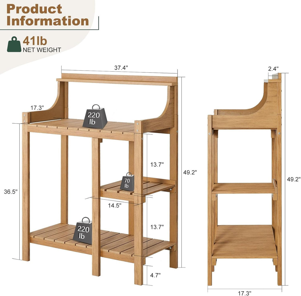 LMP HDPS Potting Bench Table, Potting Bench, Potting Benches for Outside, 50’’x17.5x37.5' (LxWxH) All Weather Potting Table Work Station for Outside Gardening, Wooden Like
