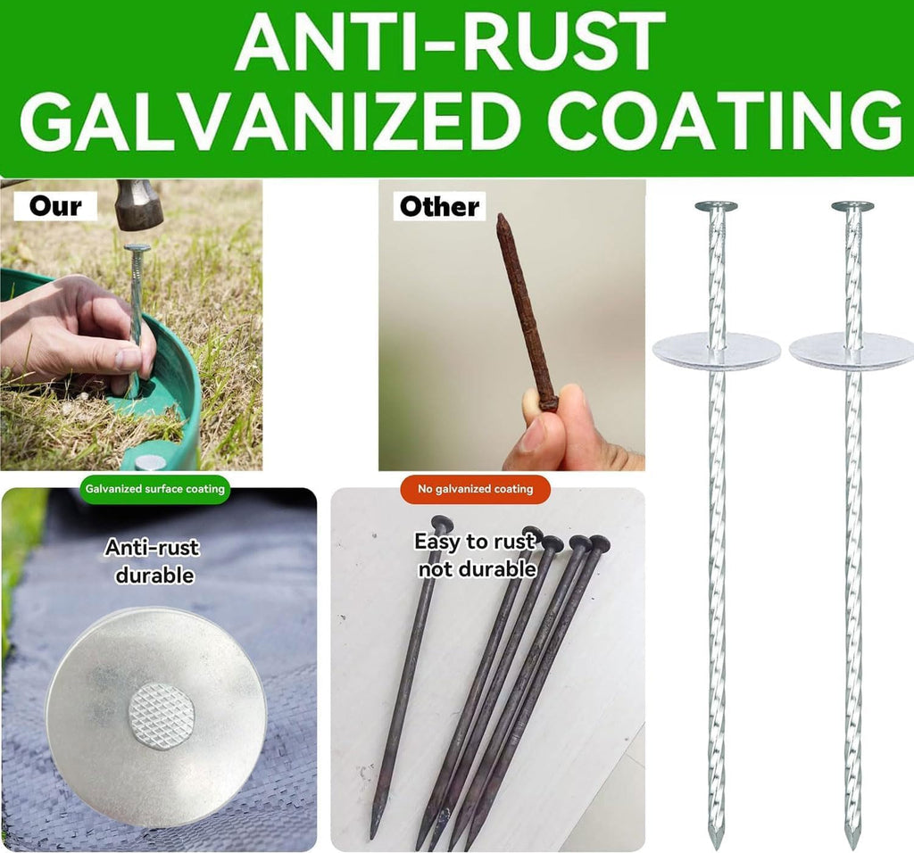 10 Inch Landscape Stakes, Galvanized Metal Garden Stakes, Landscape Edging Anchoring Spikes Stakes, Camping Stakes Tent Pegs for Artificial Turf, Paver Edging, Weed Barrier (40 Pack)