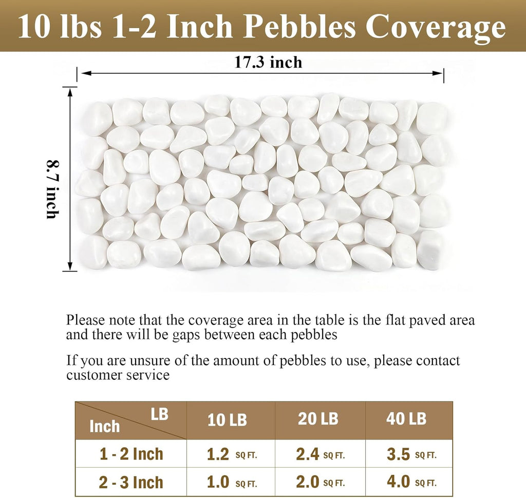 10 lbs White Rocks for Landscaping, 1-2 Inch Small Pebbles for Indoor Plants, Decorative Polished River Stones for Potted, Vase and Outdoor Garden